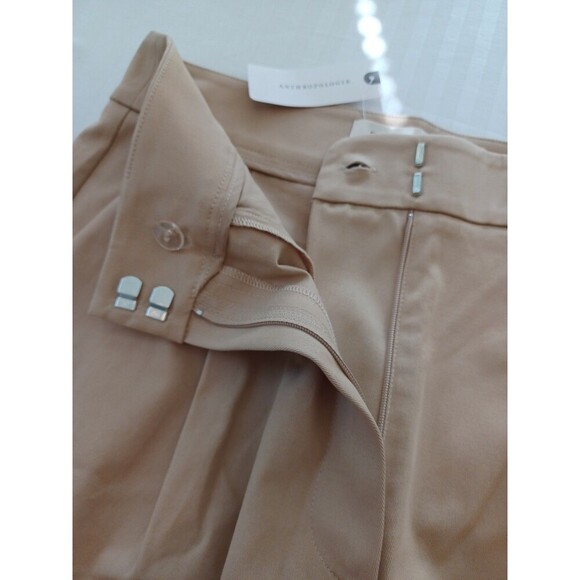 Anthropologie Exquise NWT high rise rolled hem pleated chino pants S minimalist - Picture 8 of 15